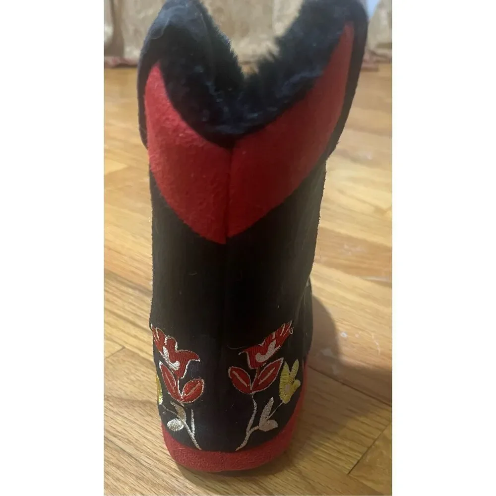 Blazin‎ Roxx Todler Western Cowboy Cowgirl Black & Red Slippers Sz M (1/2)